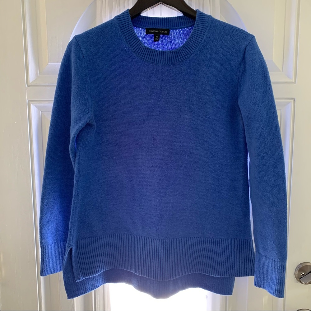 Banana Republic Women's Pullover Knit Sweater Blue Cotton Blend Medium